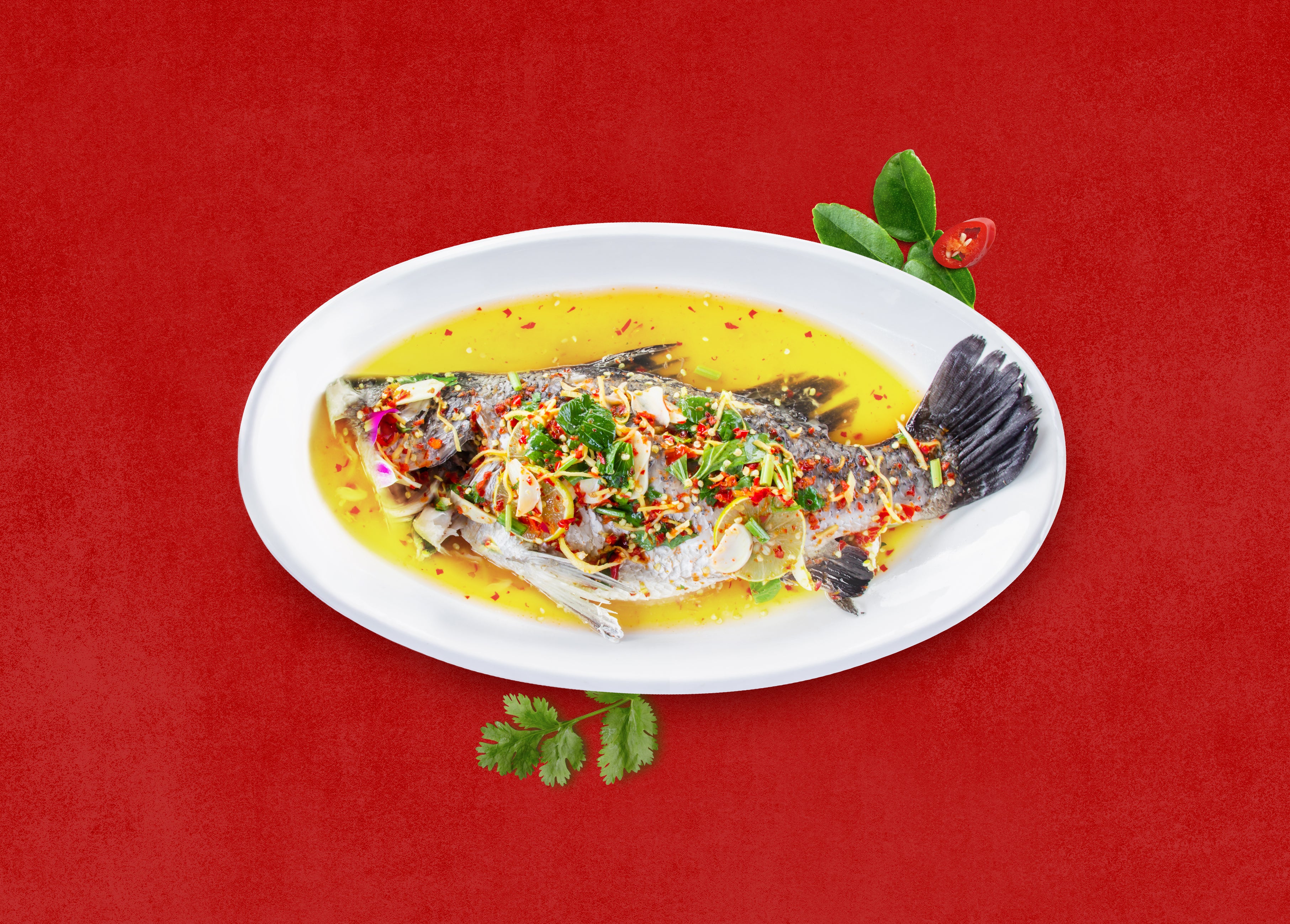 Spicy Thai Steamed Sea Bass