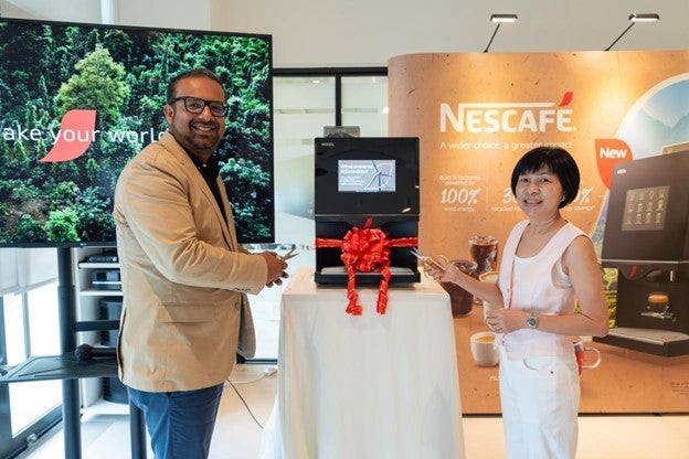 From Left to Right: Mr. Taimur Toor, Business Manager of Nestlé Professional Singapore and  Ms. Patsy Kek, Beverage Manager o