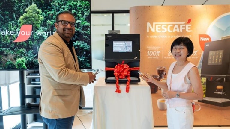 From Left to Right: Mr. Taimur Toor, Business Manager of Nestlé Professional Singapore and  Ms. Patsy Kek, Beverage Manager o