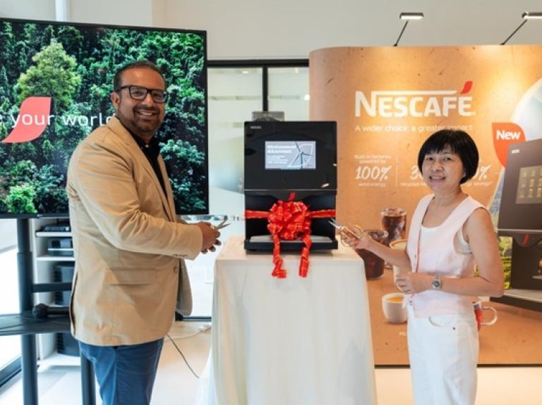 From Left to Right: Mr. Taimur Toor, Business Manager of Nestlé Professional Singapore and  Ms. Patsy Kek, Beverage Manager o