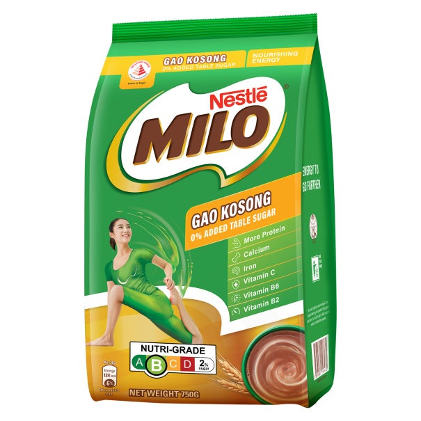 MILO® Gao Kosong 750g pouch with no added table sugar