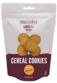 Cereal Cookies product label with ingredients, allergen information and nutrition information per 100g