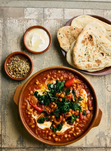 Moroccan chickpea soup with Dhuka flat bread