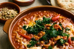 Moroccan chickpea soup with Dhuka flat bread