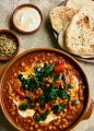 Moroccan chickpea soup with Dhuka flat bread